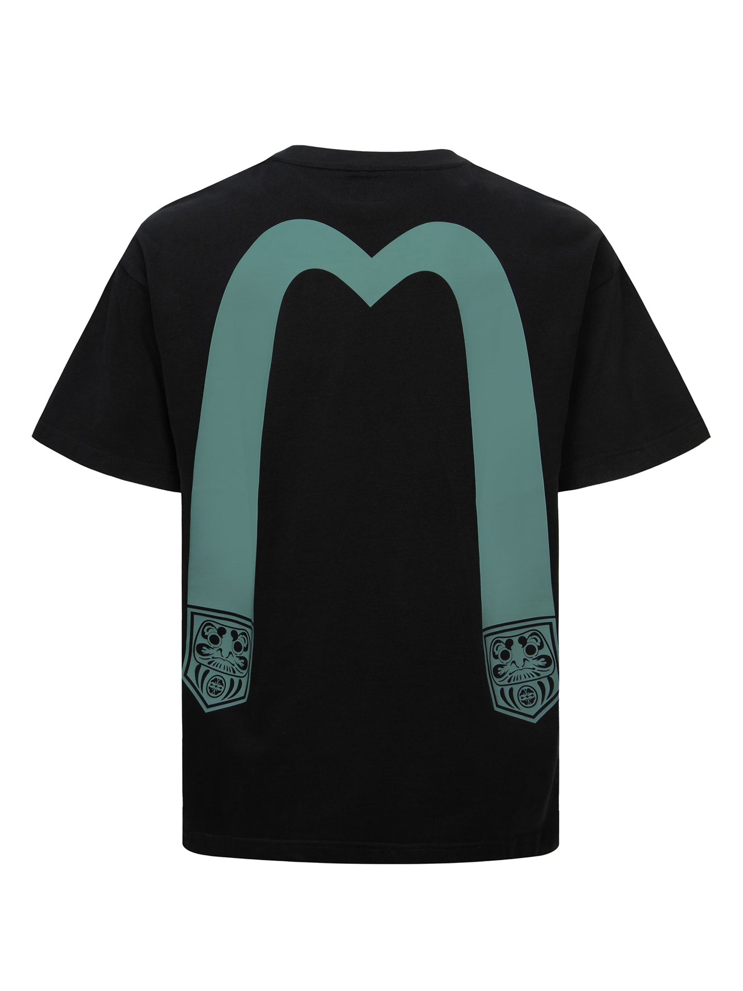 Pocket-shaped Daruma Daicock Print Relax Fit T-shirt