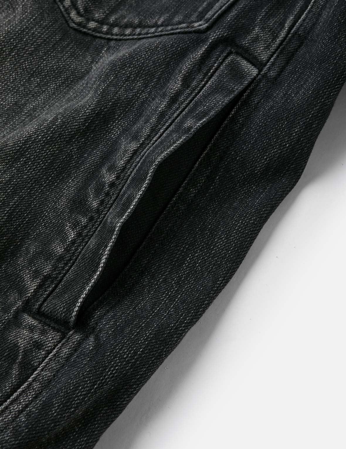 Washed Godhead and Logo Embroidery Oversized Chinese Style Denim Jacket