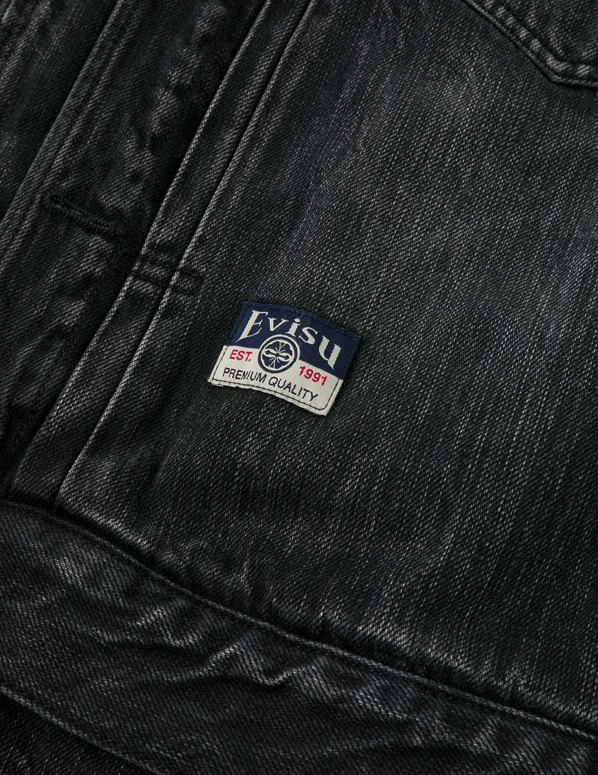 Washed Godhead and Logo Embroidery Oversized Chinese Style Denim Jacket