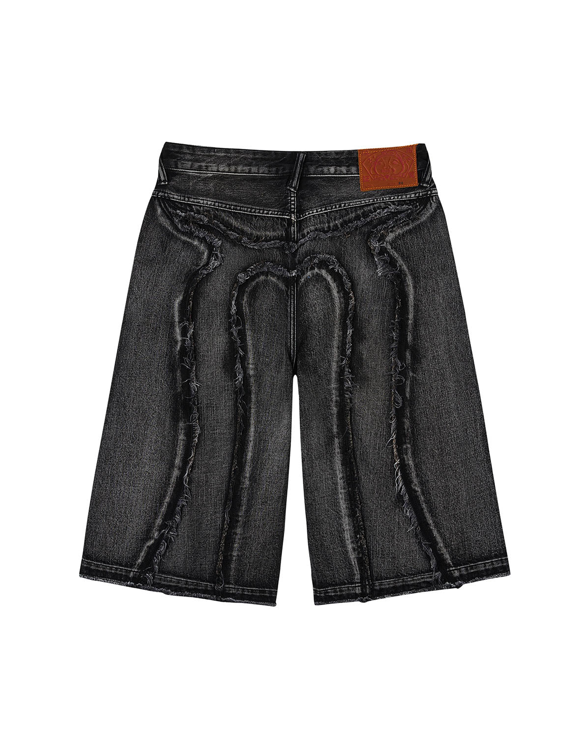Distressed Daicock Print Fashion Fit Denim Shorts