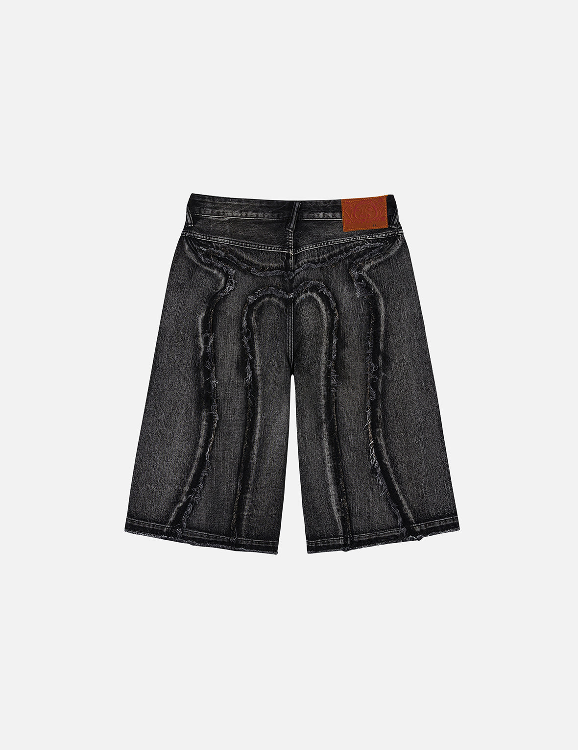 Distressed Daicock Print Fashion Fit Denim Shorts