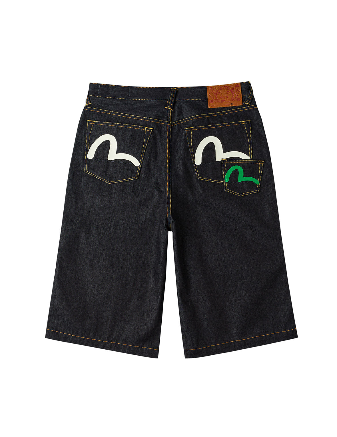 Seagull Print and Multi-Pocket Fashion Fit Denim Shorts