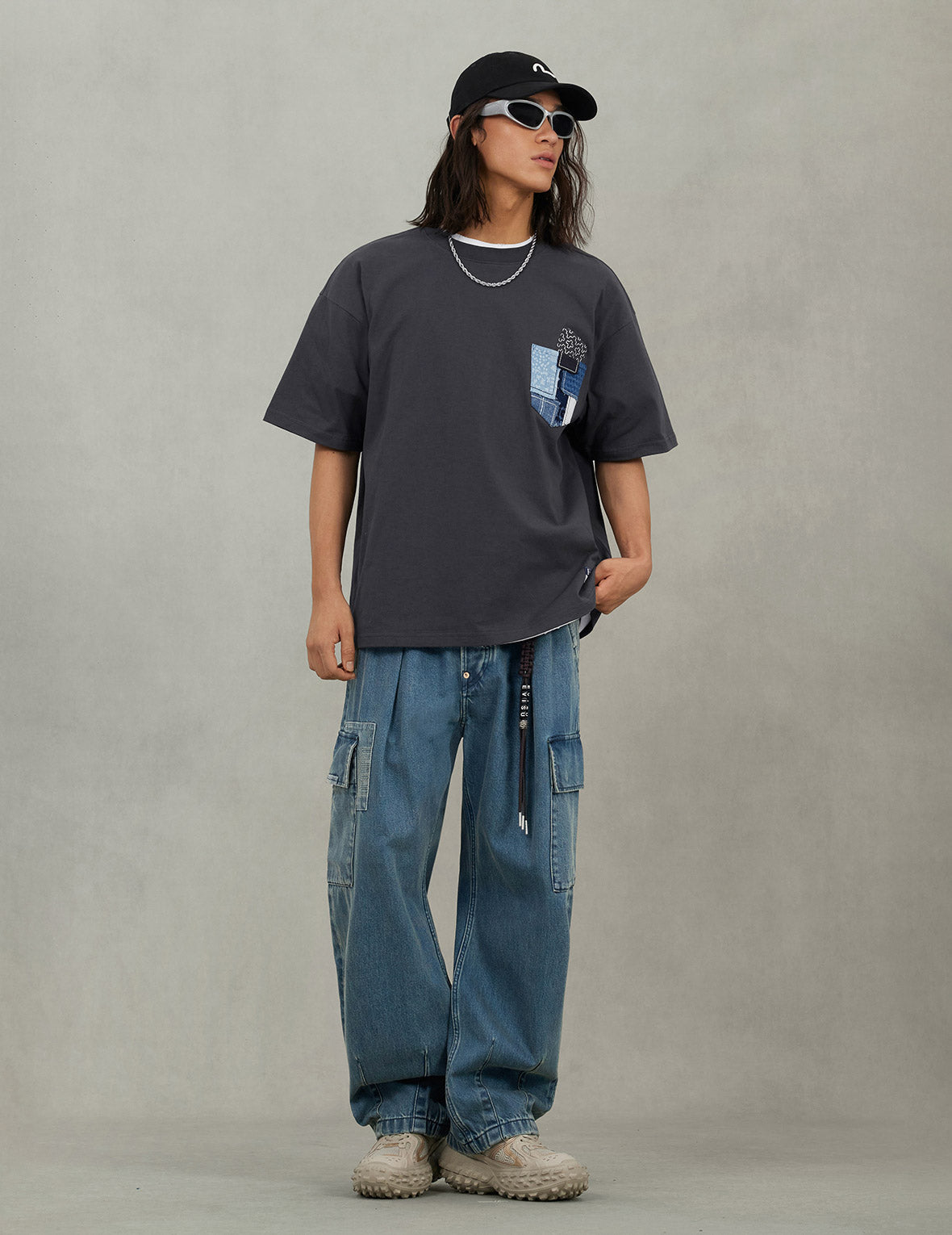 Shshiko Seagull Balloon Fit Cargo Jeans