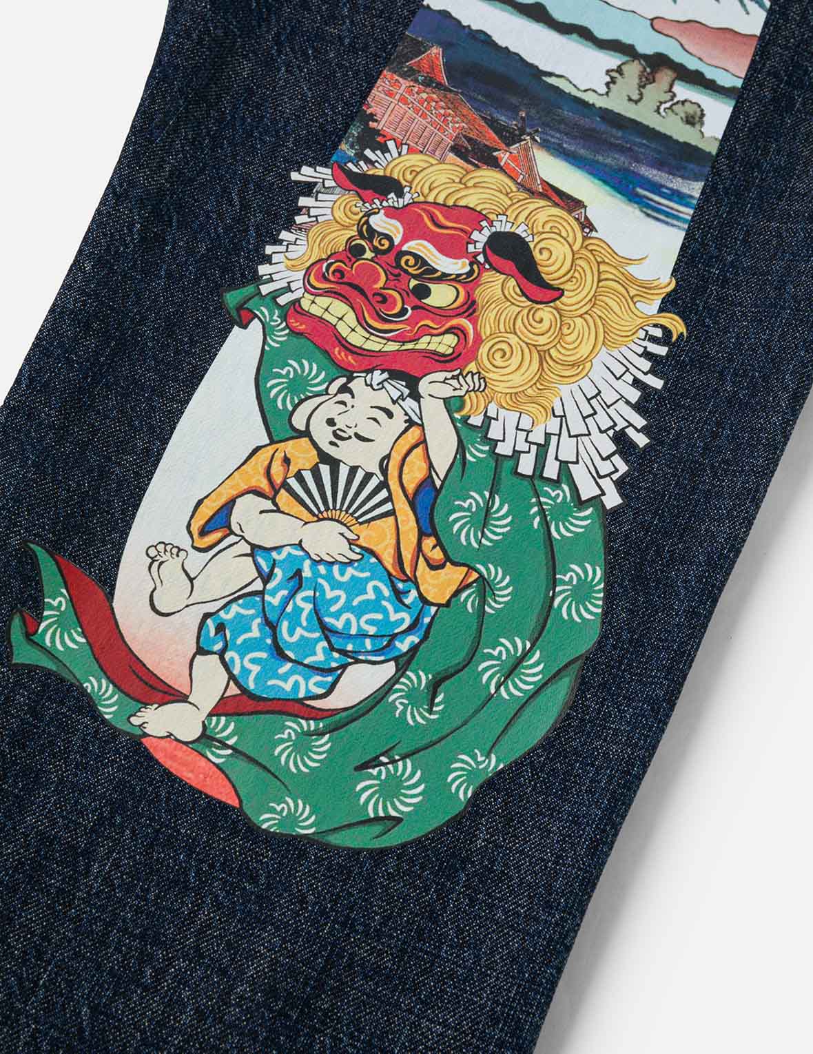 Godhead Lion Dance Daicock Print Taper Fit Jeans