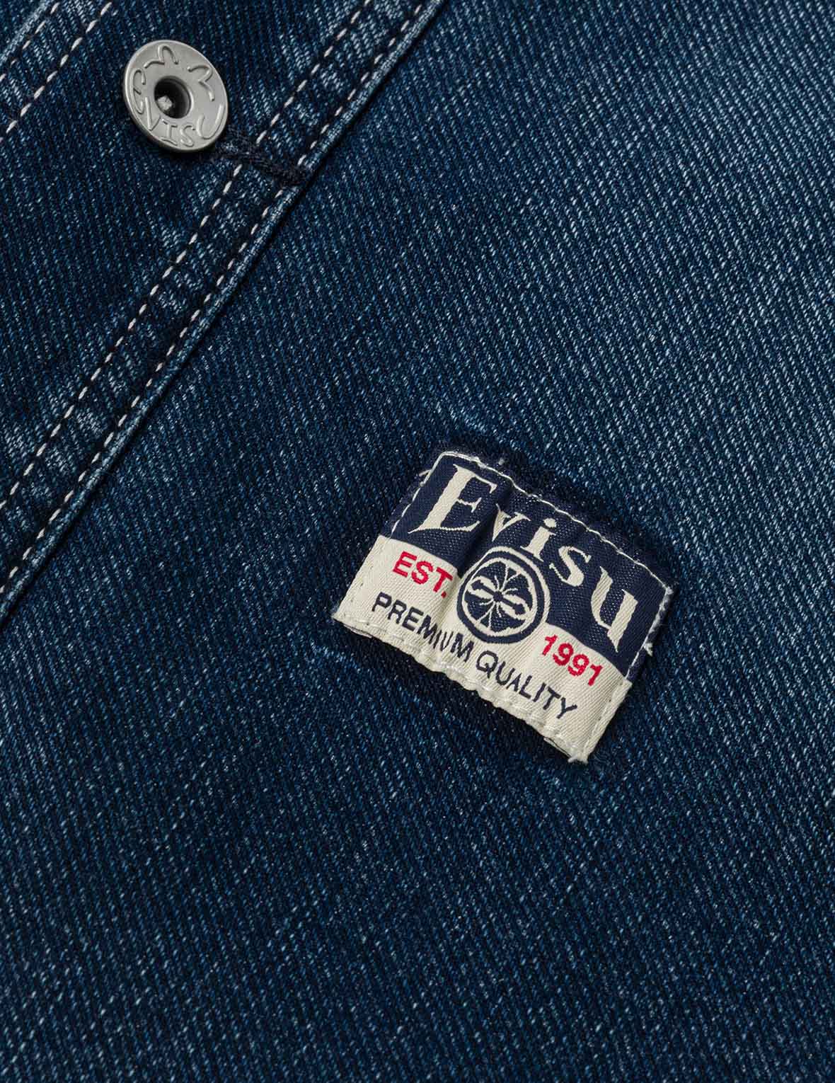 Washed Seagull Embroidery Regular Fit Denim Shirt