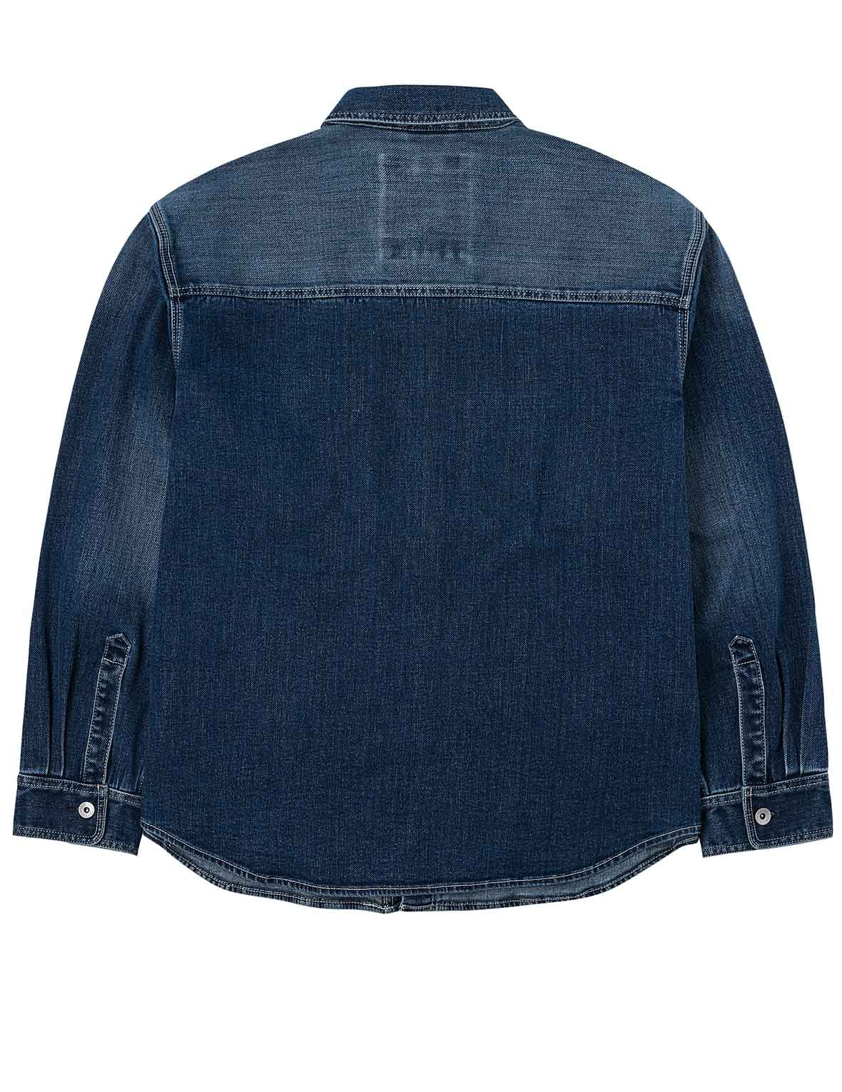 Washed Seagull Embroidery Regular Fit Denim Shirt