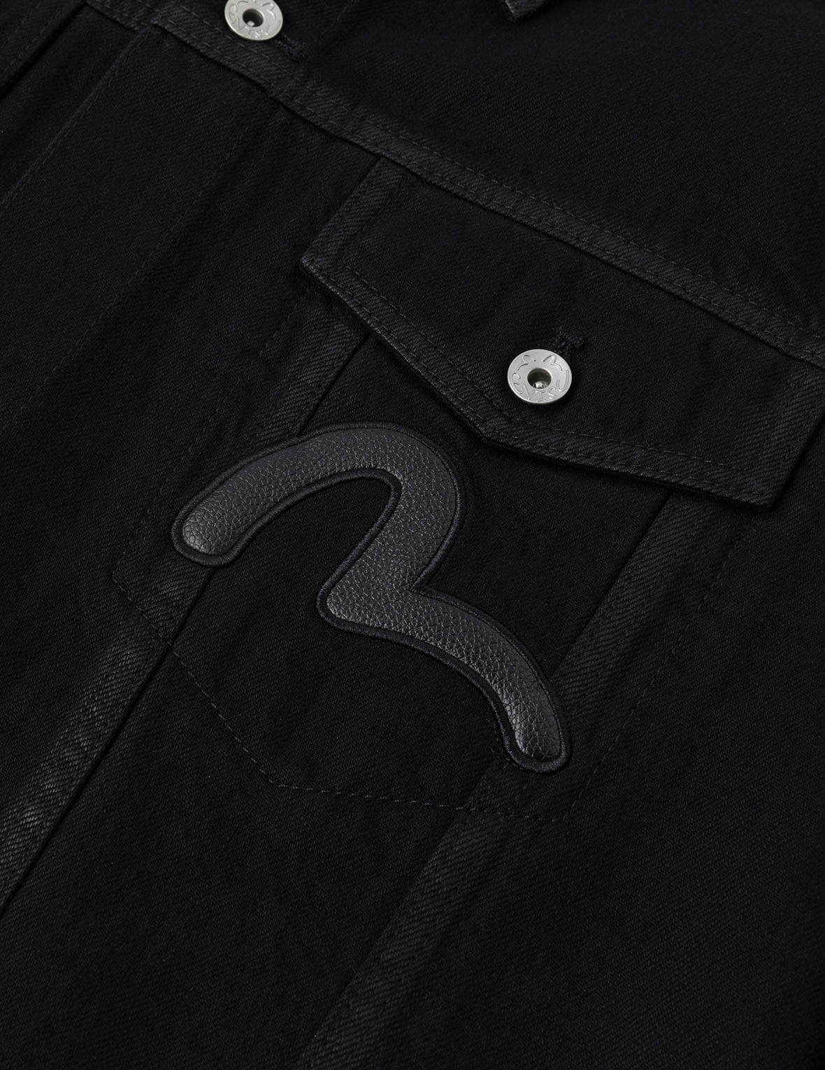 Kamon and Seagull Appliqué Regular Fit Denim Jacket Shirt