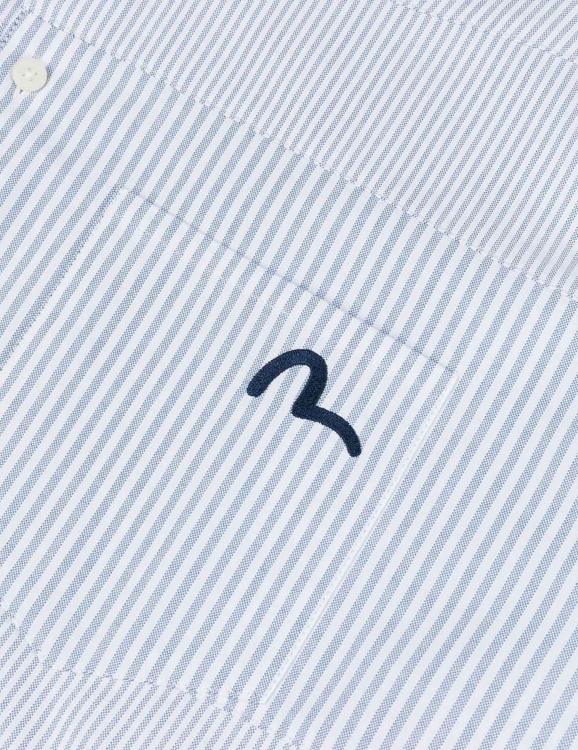 Deconstructed Seagull Embroidery Relax Fit Striped Shirt
