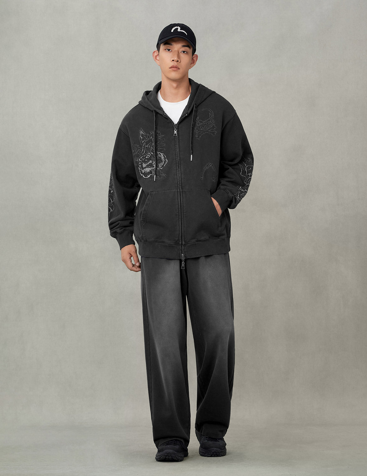 Tattoo Styles Embroidery Oversized Hoodie Jacket