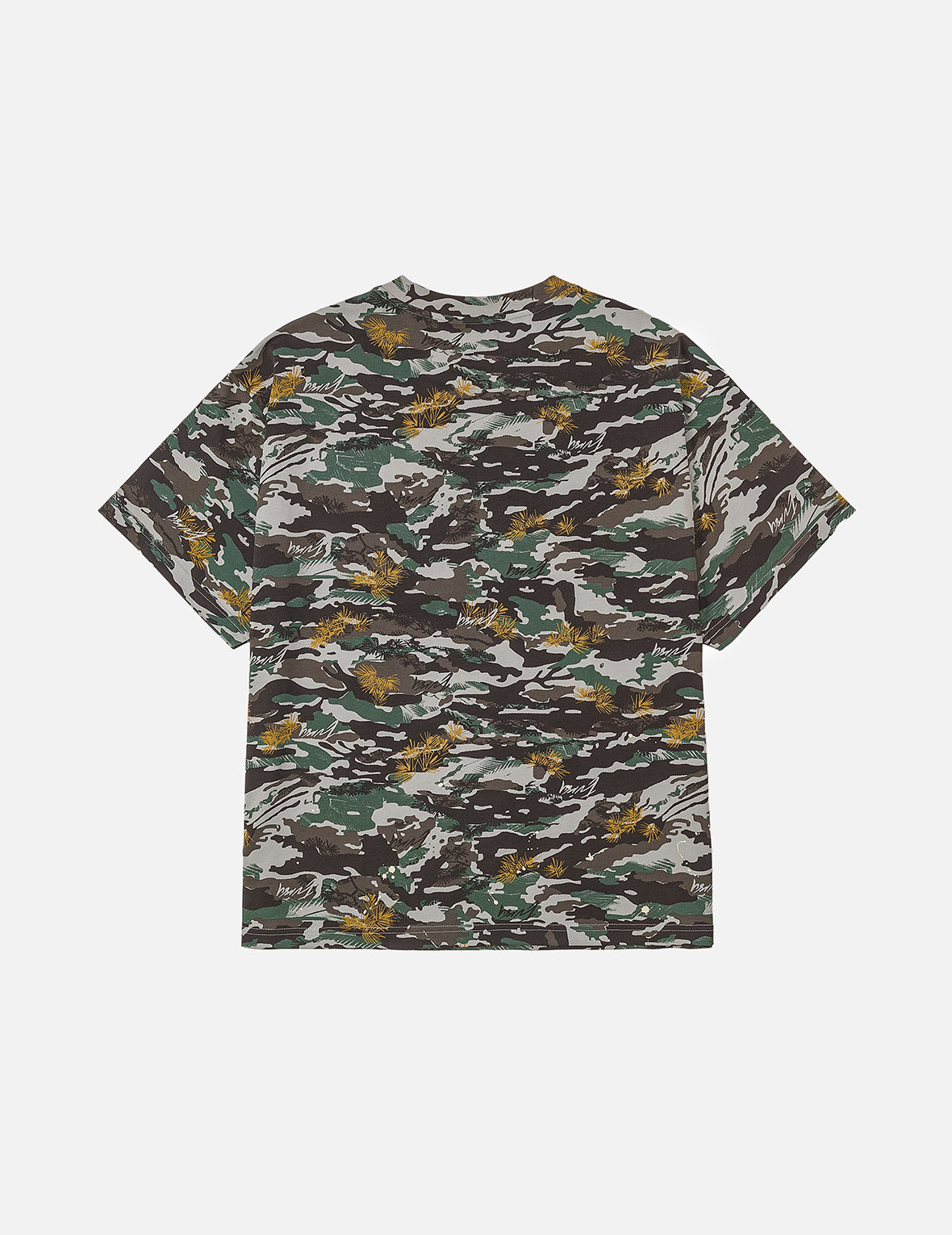 Graffiti-Style Seagull and Logo Print Relax Fit T-Shirt