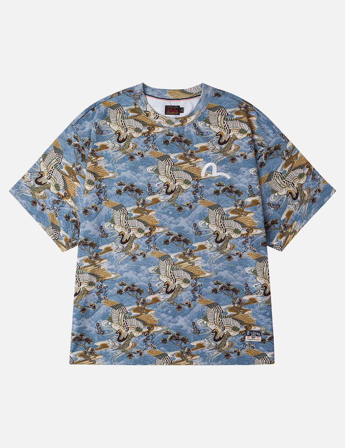 Allover Crane Print Relax Fit T-shirt