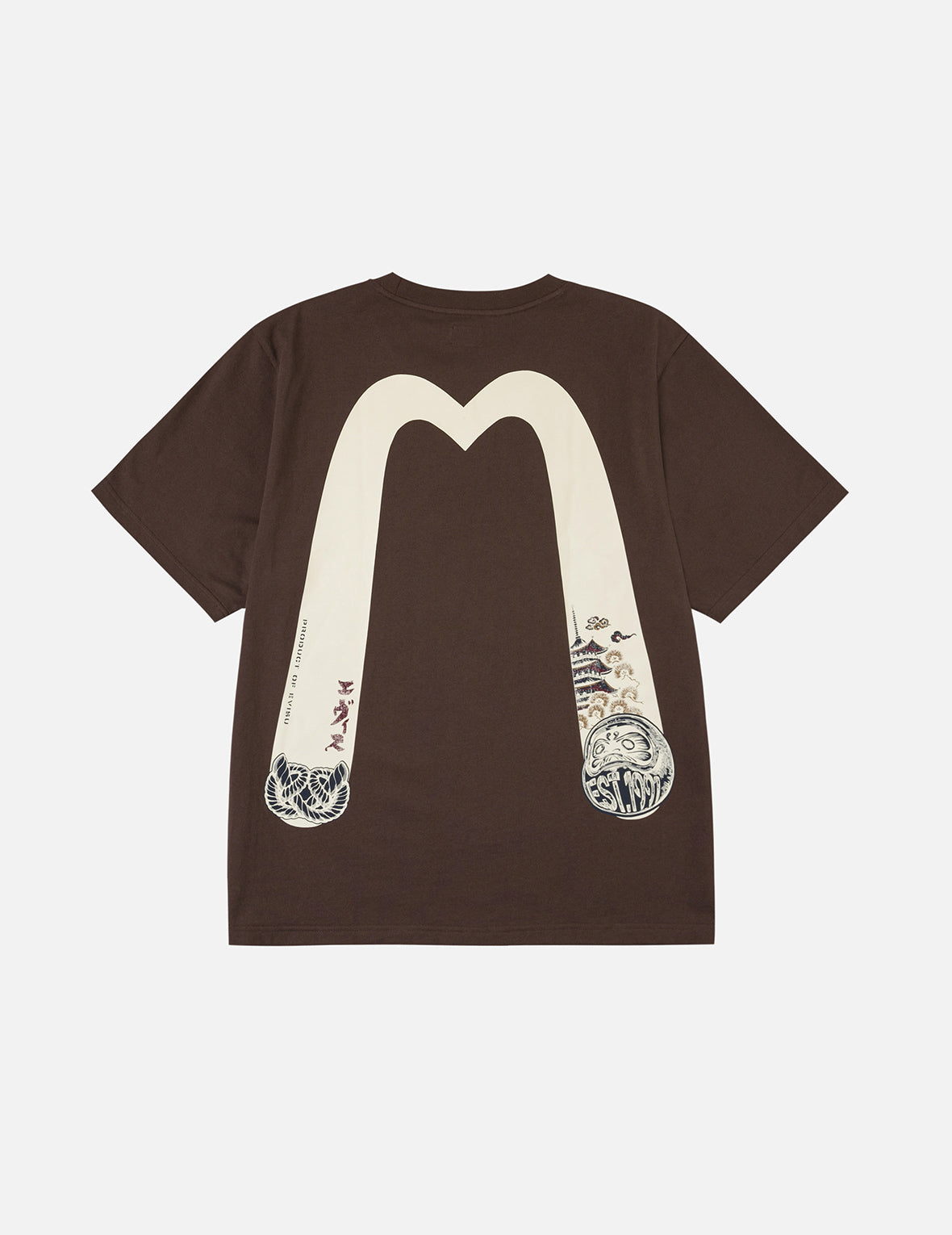 Wheel of Wisdom and Daruma Daicock Print Regular Fit T-Shirt