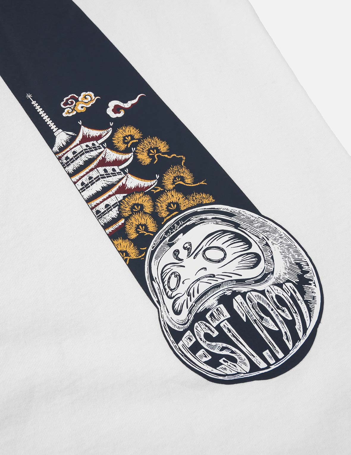 Wheel of Wisdom and Daruma Daicock Print Regular Fit T-Shirt