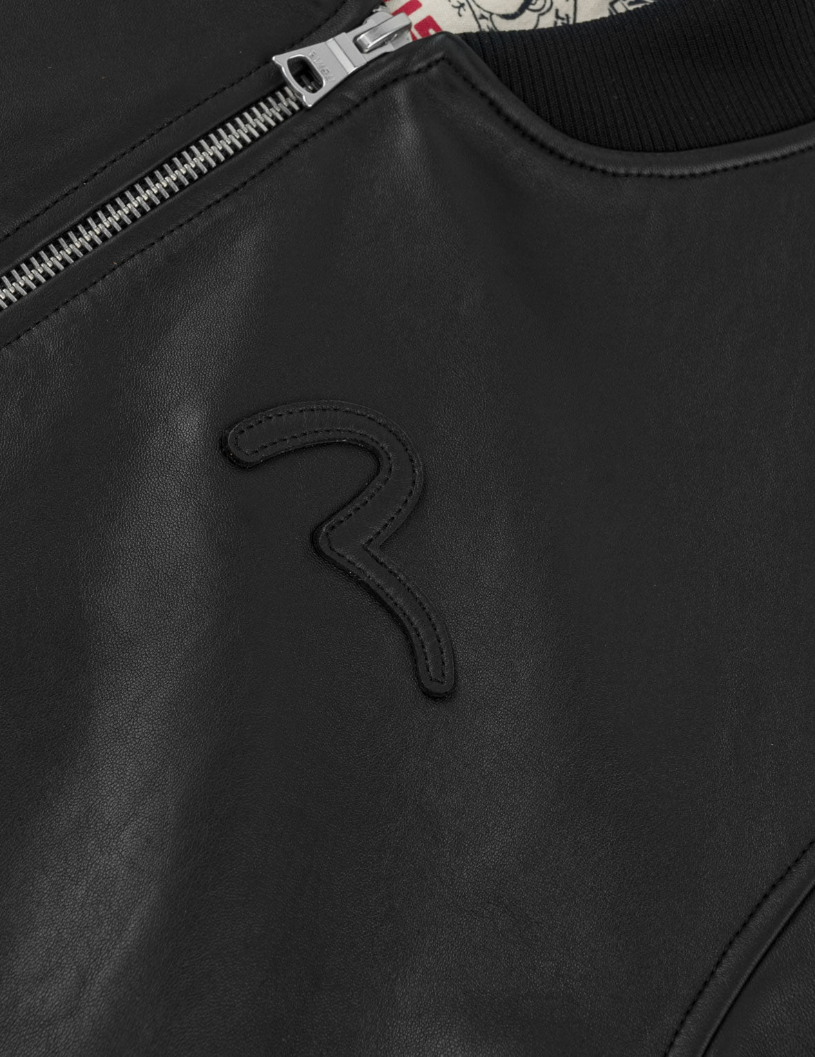 EVISU Logo Patch Leather Jacket