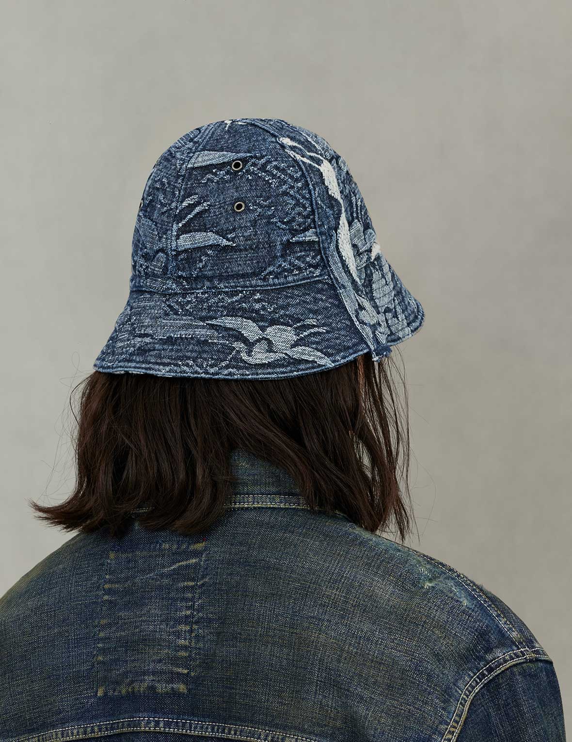 Allover Seagull Crane Jacquard Bucket Hat