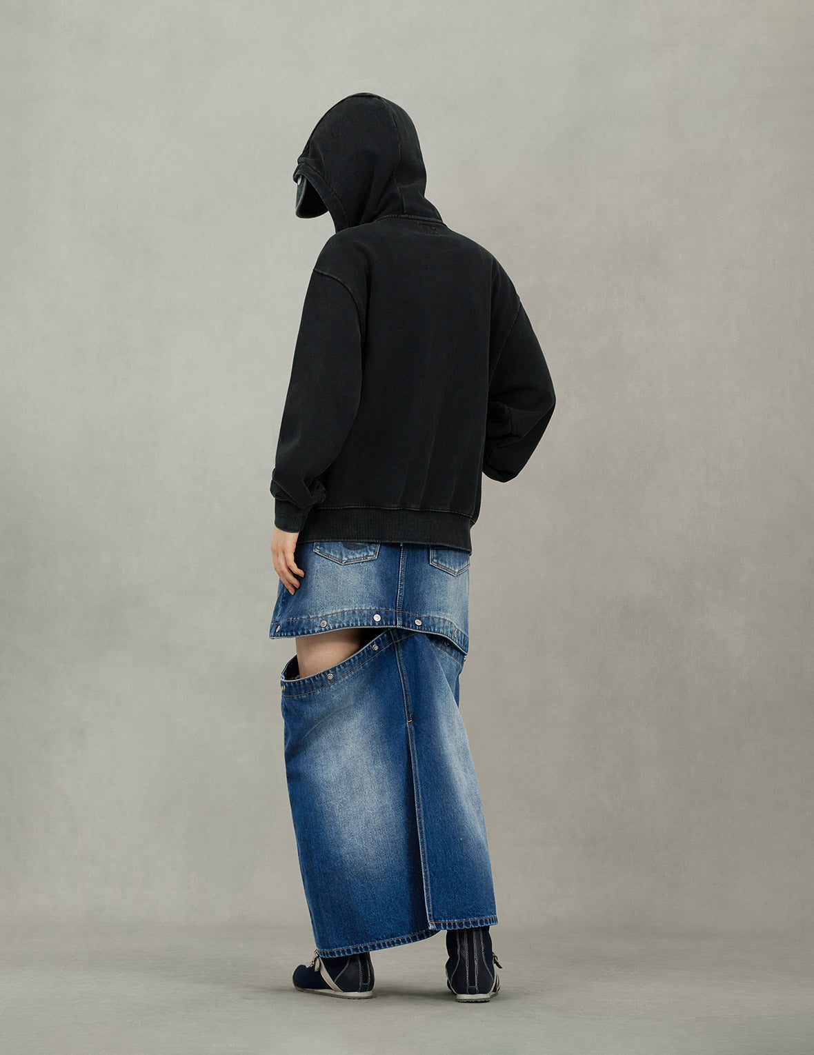 Slogan Print Oversized with Cap Hooded Jacket