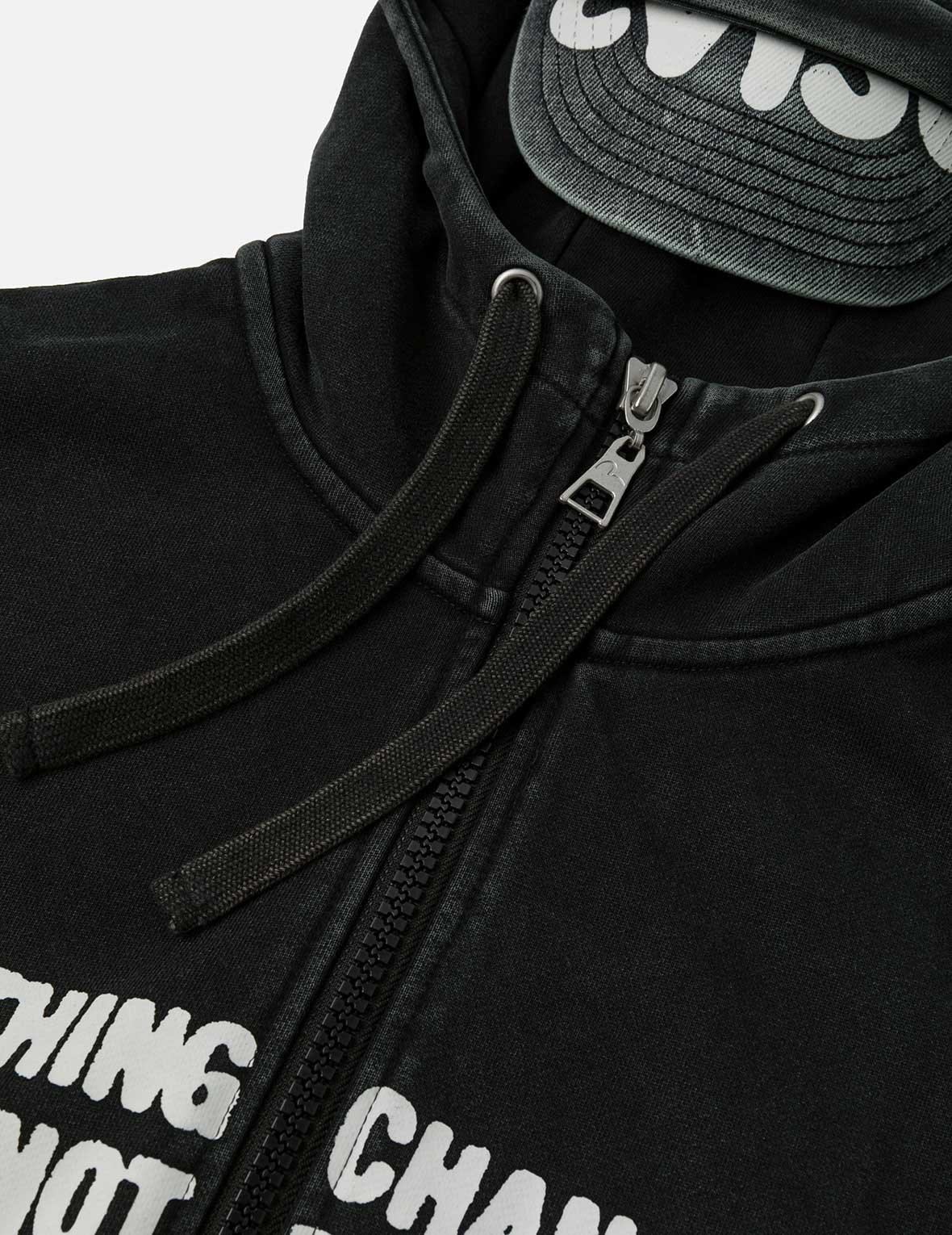 Slogan Print Oversized with Cap Hooded Jacket