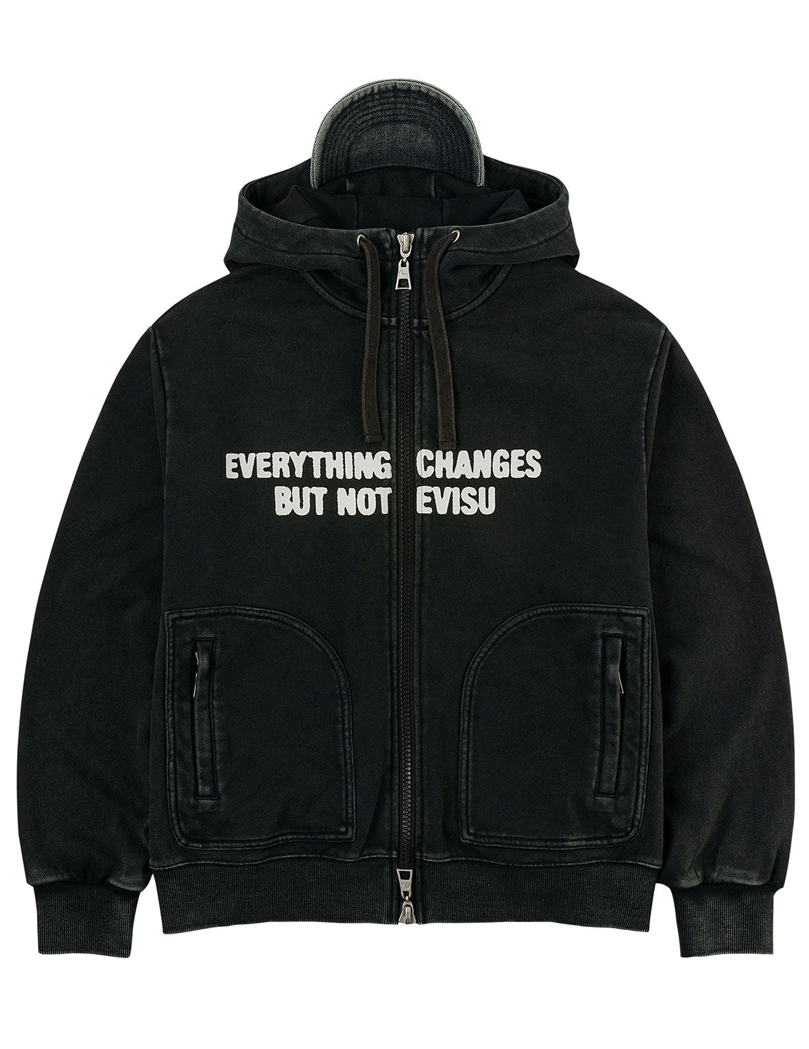 Slogan Print Oversized with Cap Hooded Jacket