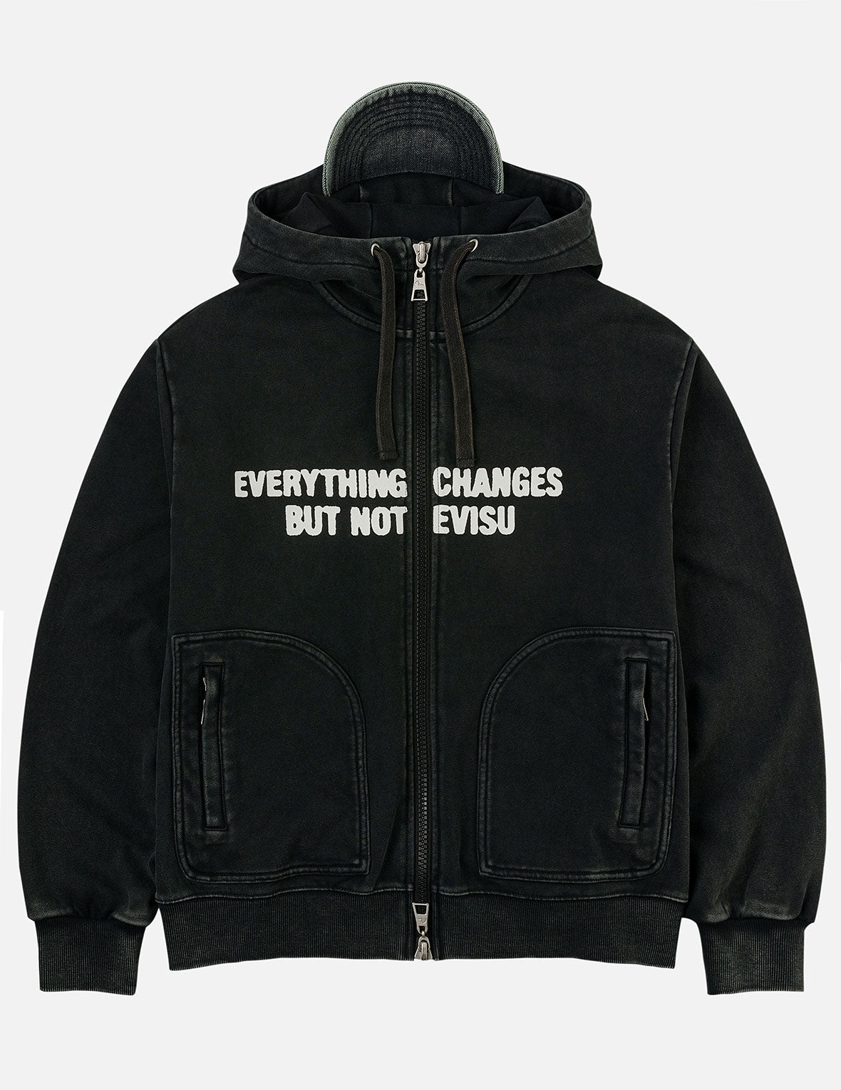 Slogan Print Oversized with Cap Hooded Jacket