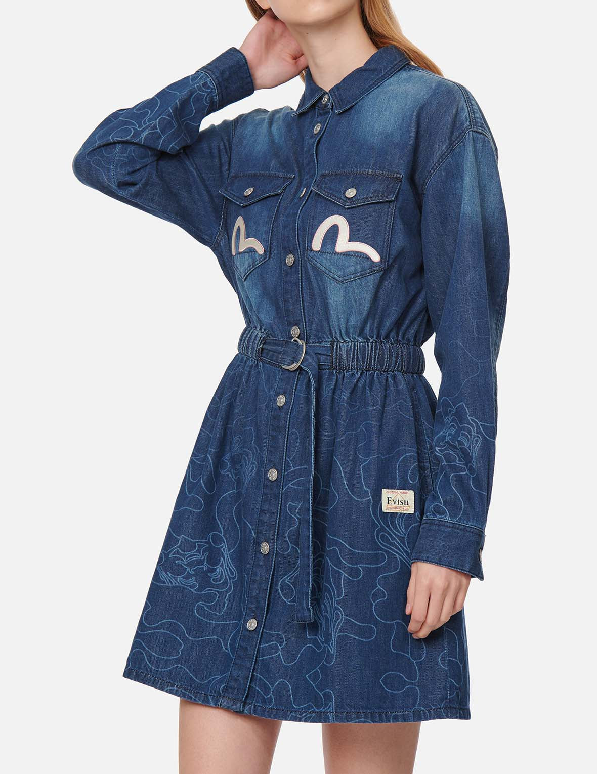 Gradated Laser-print Denim Dress