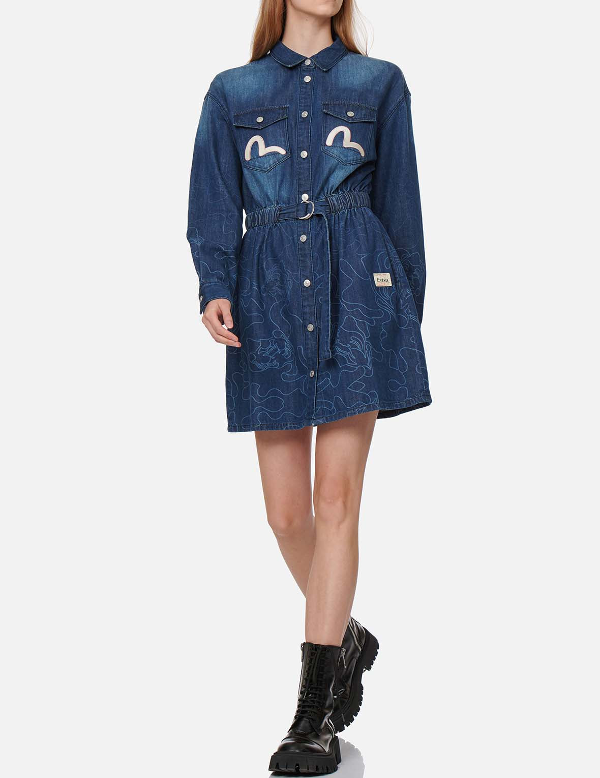 Gradated Laser-print Denim Dress