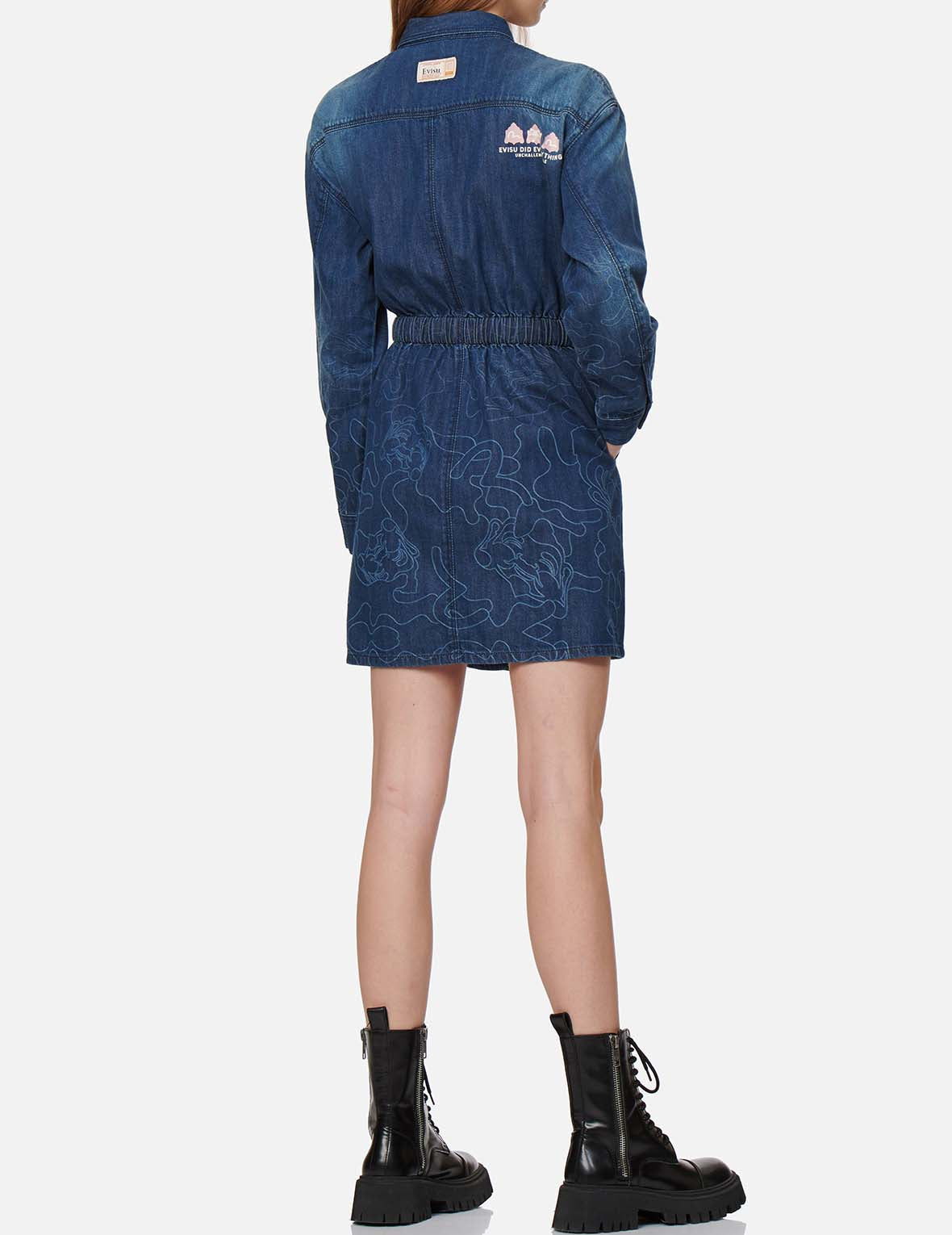 Gradated Laser-print Denim Dress