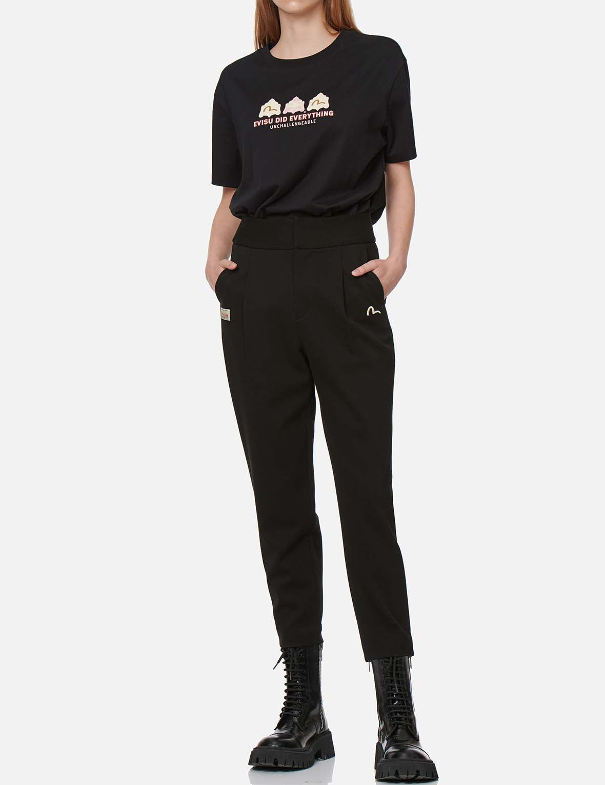 Seagull Embroidered Taper Pants