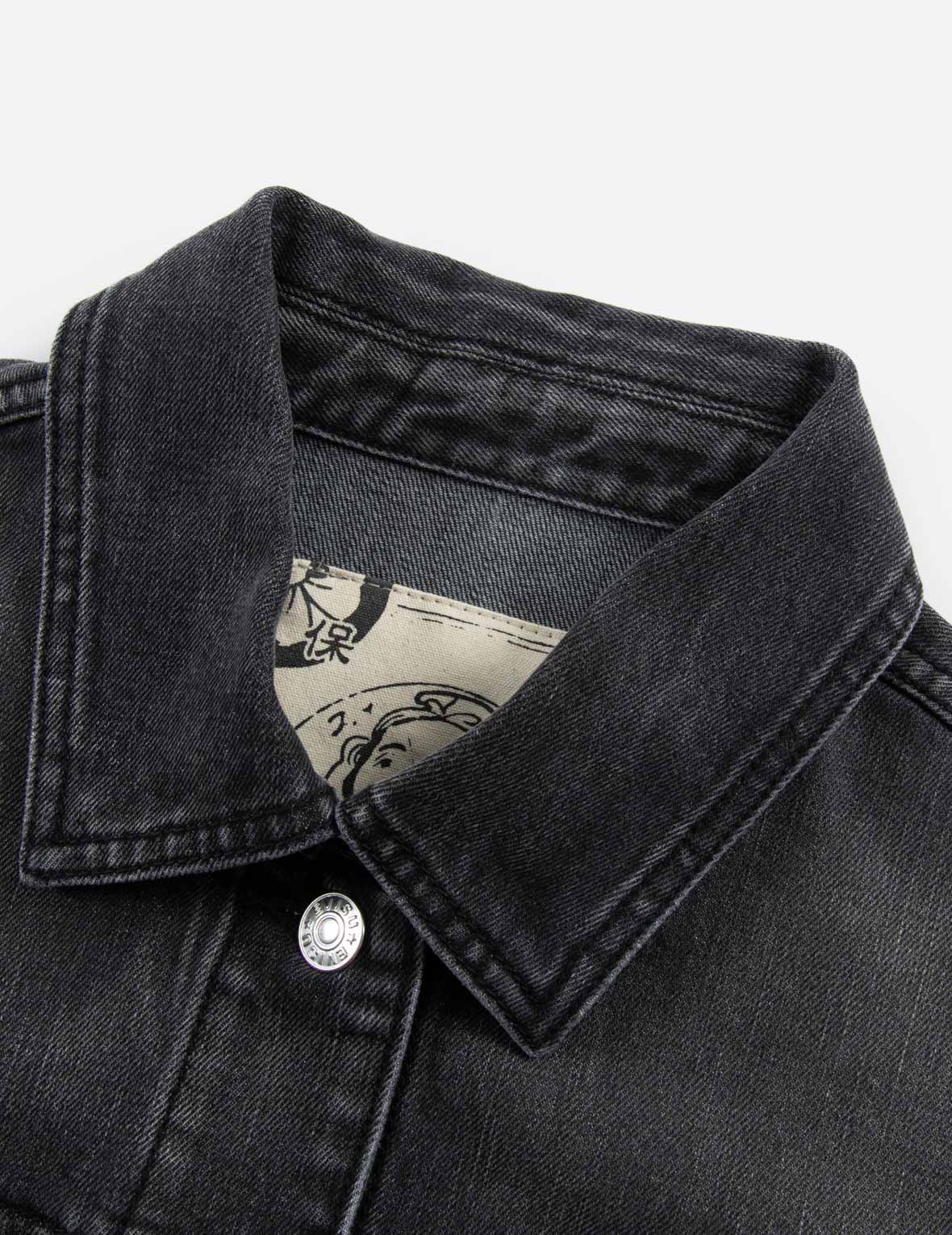 Seagull Embroidery with Logo-pattern Panelled Fashion Fit Denim Jacket