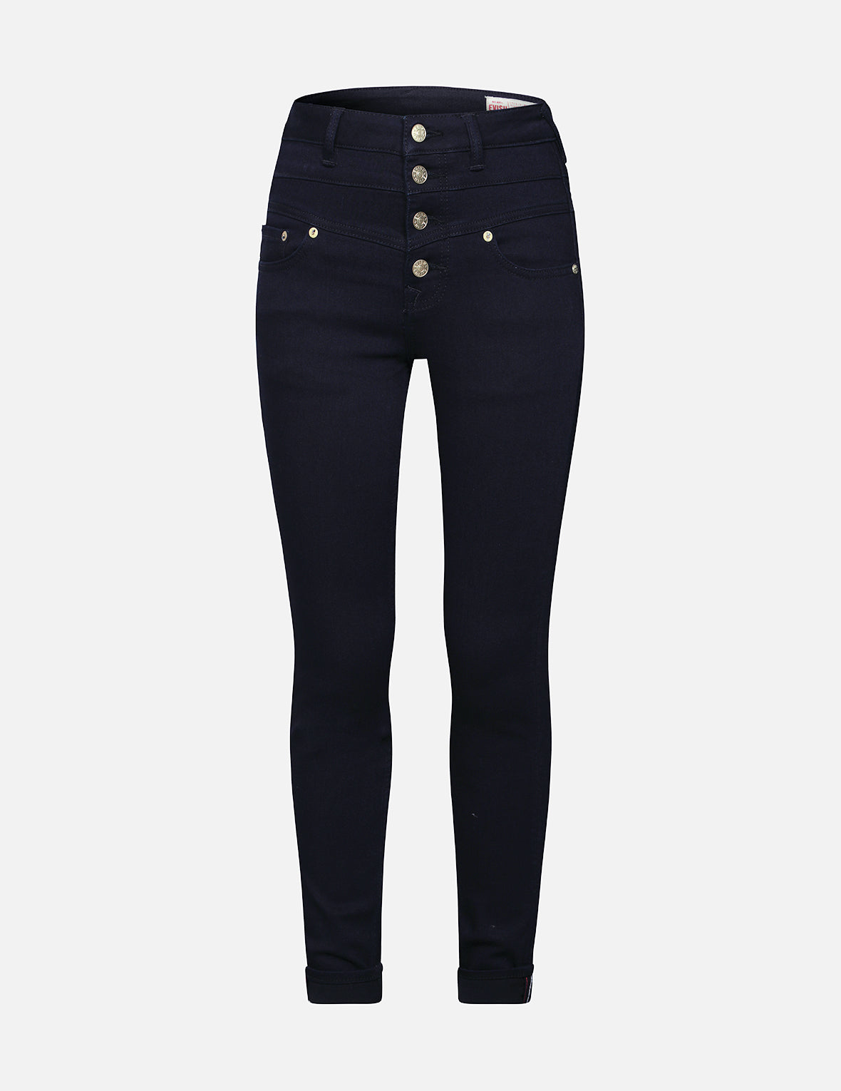 Allover Kamon and Logo-pattern Pocket High-waist Skinny Jeans