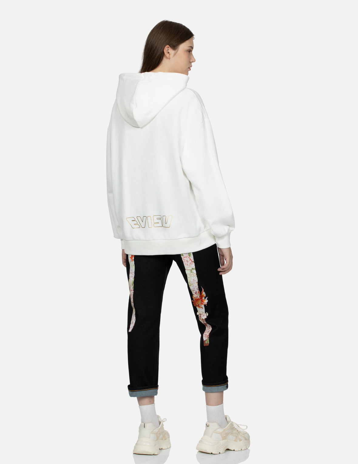 Goldfish and Floral Flow Print Oversized Hoodie