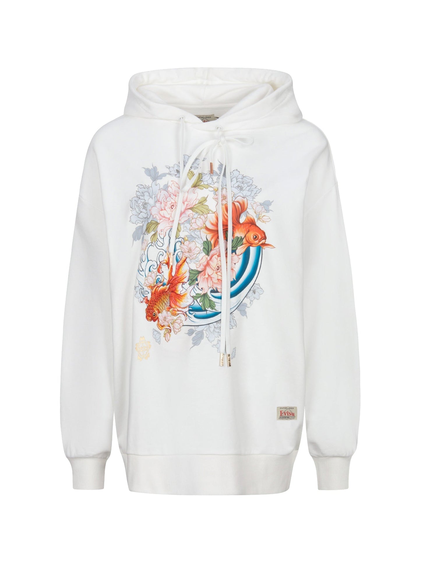 Goldfish and Floral Flow Print Oversized Hoodie