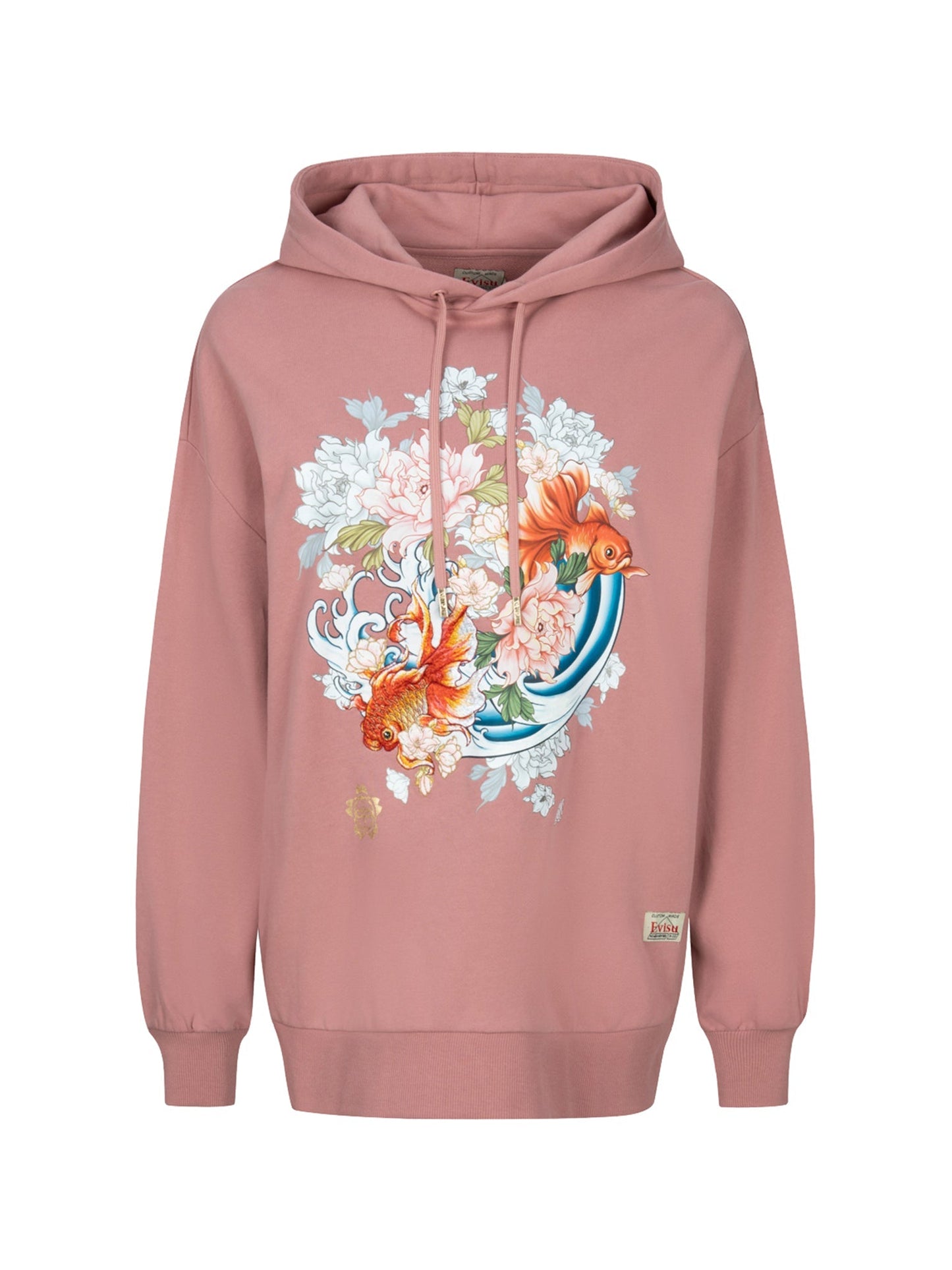 Goldfish and Floral Flow Print Oversized Hoodie
