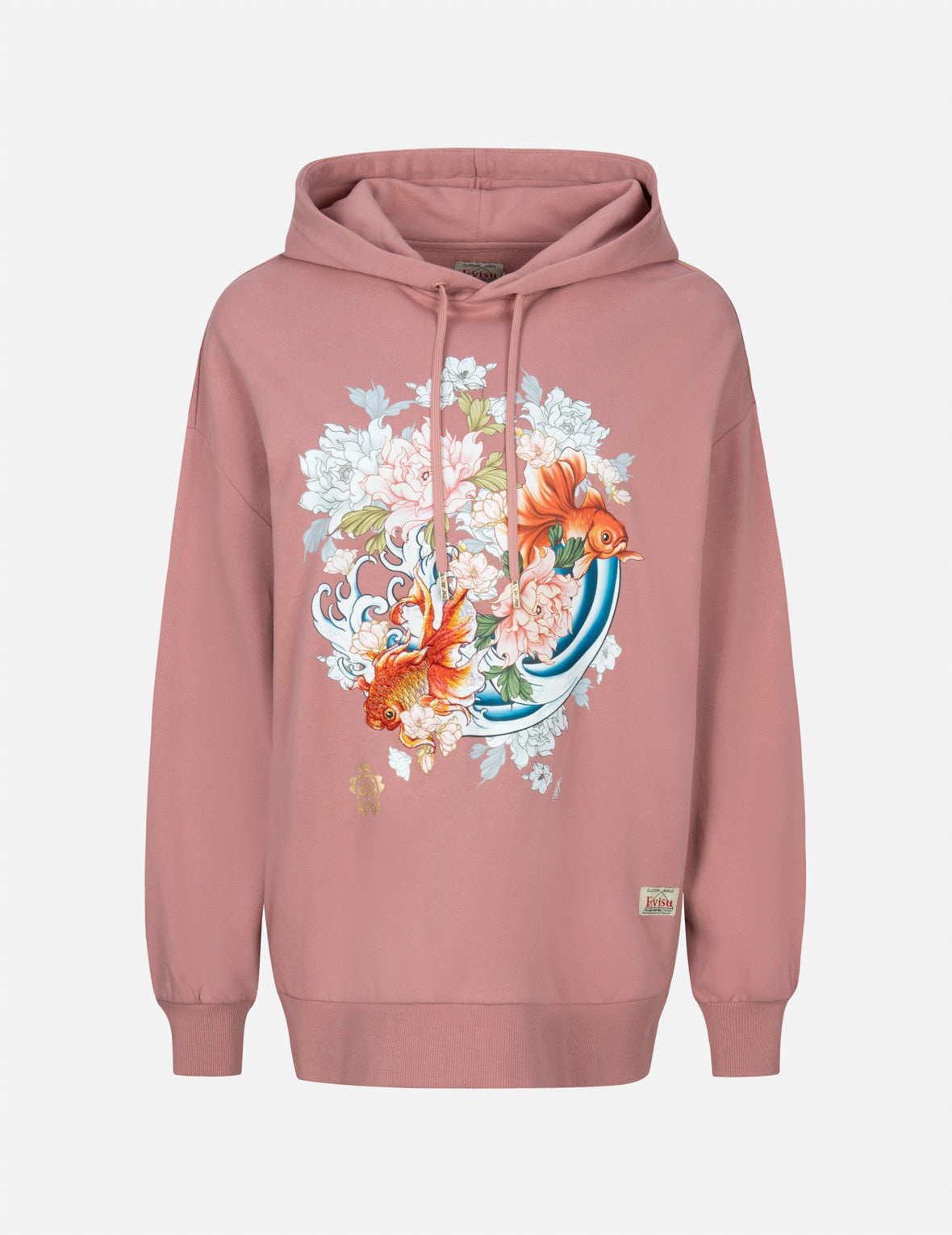 Goldfish and Floral Flow Print Oversized Hoodie
