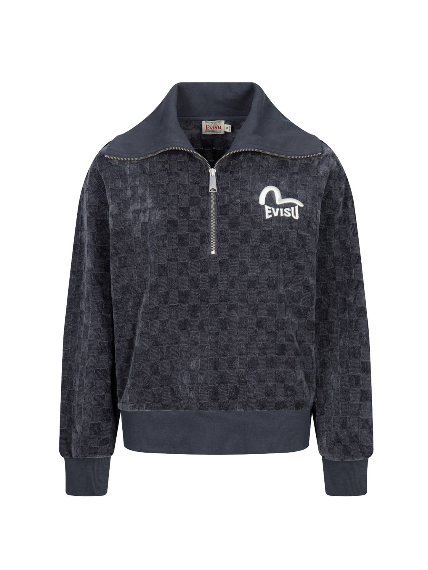 Seagull and Logo Embroidery Half-Zip Cropped Sweatshirt