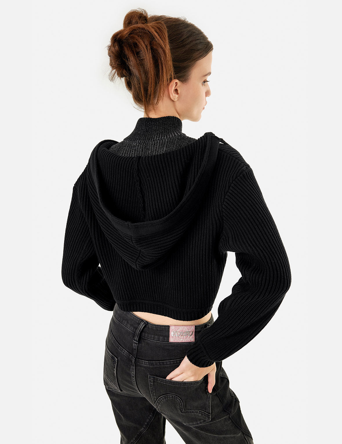 Laser Seagull Print Hooded Fashion Fit Cropped Cardigan