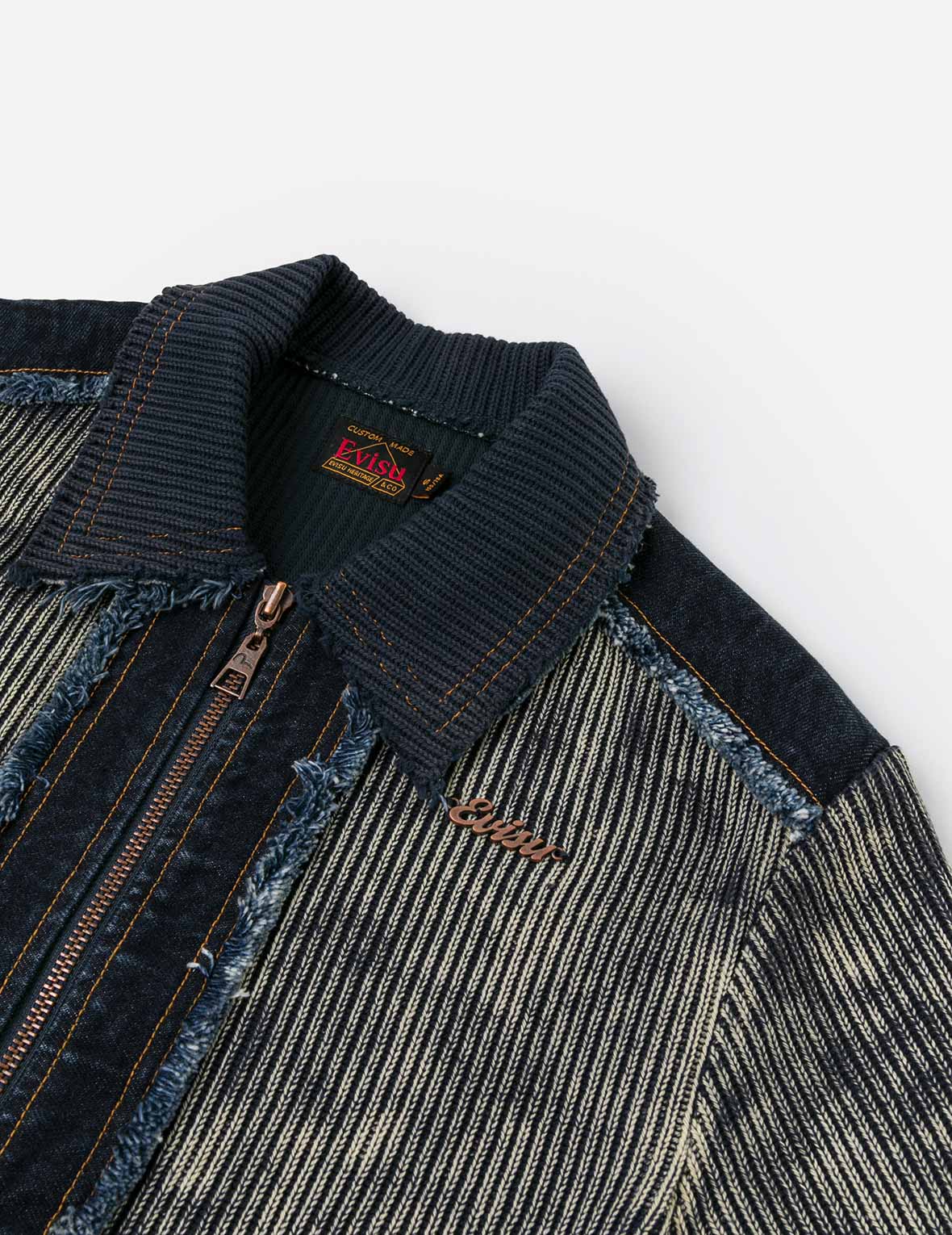 Denim Panelled Fashion Fit Zip-Up Cardigan