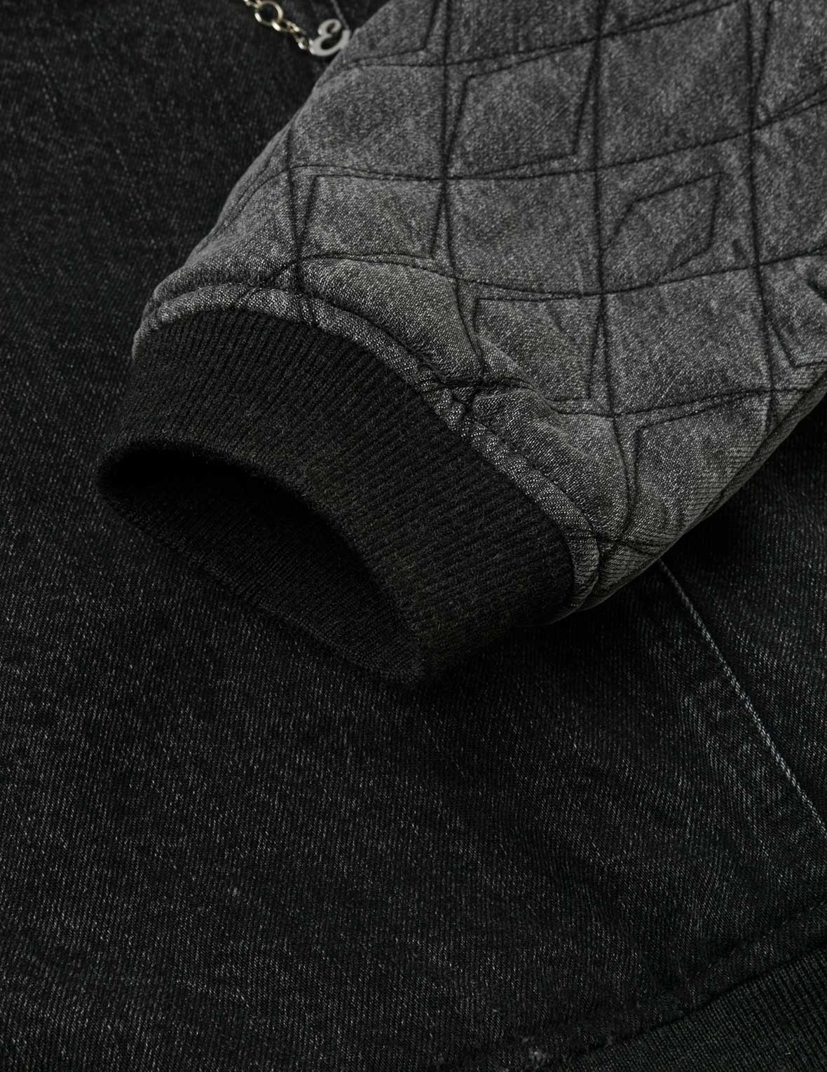 Seagull Embroidery Fashion Fit Hooded Padded Denim Jacket