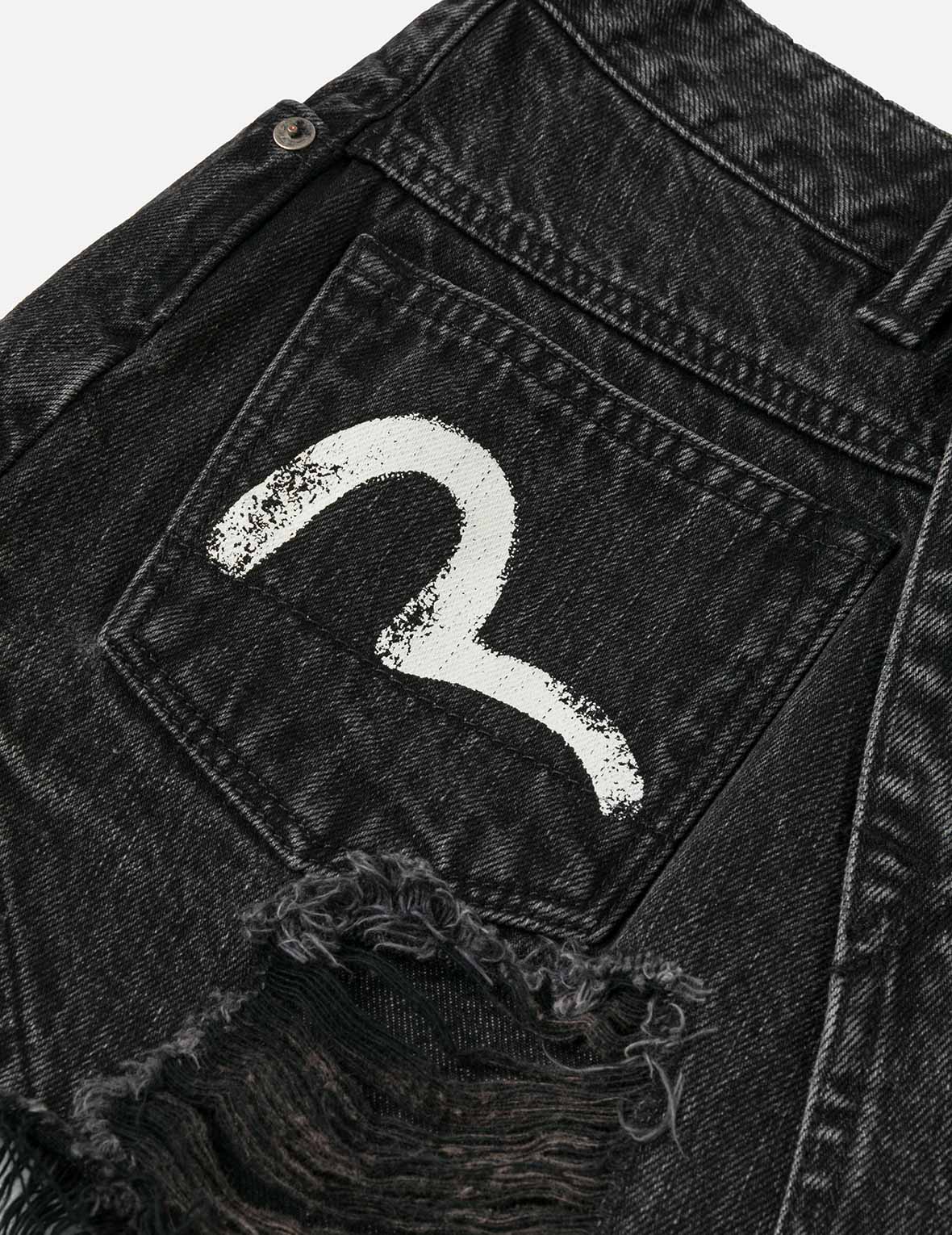 Mottled Seagull and Distressed Fashion Fit Denim Skorts