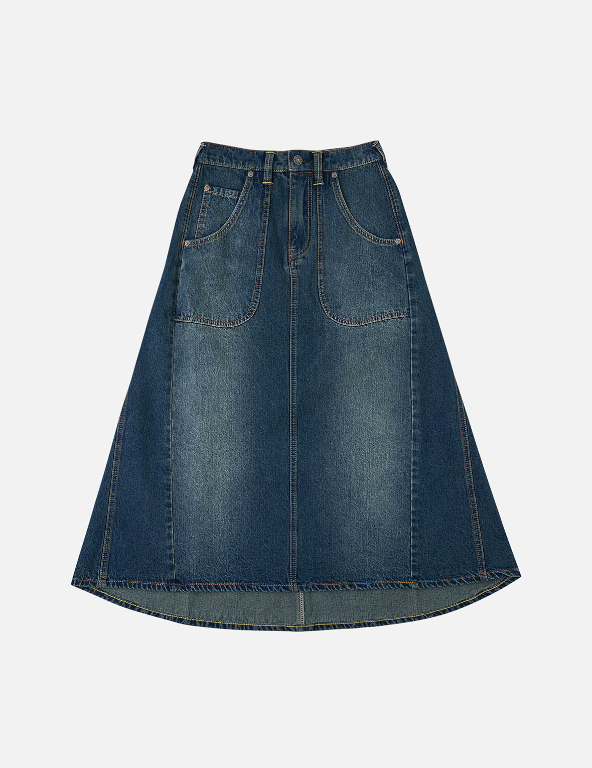 Slogan Print Fashion Fit Washed Denim A-line Skirt