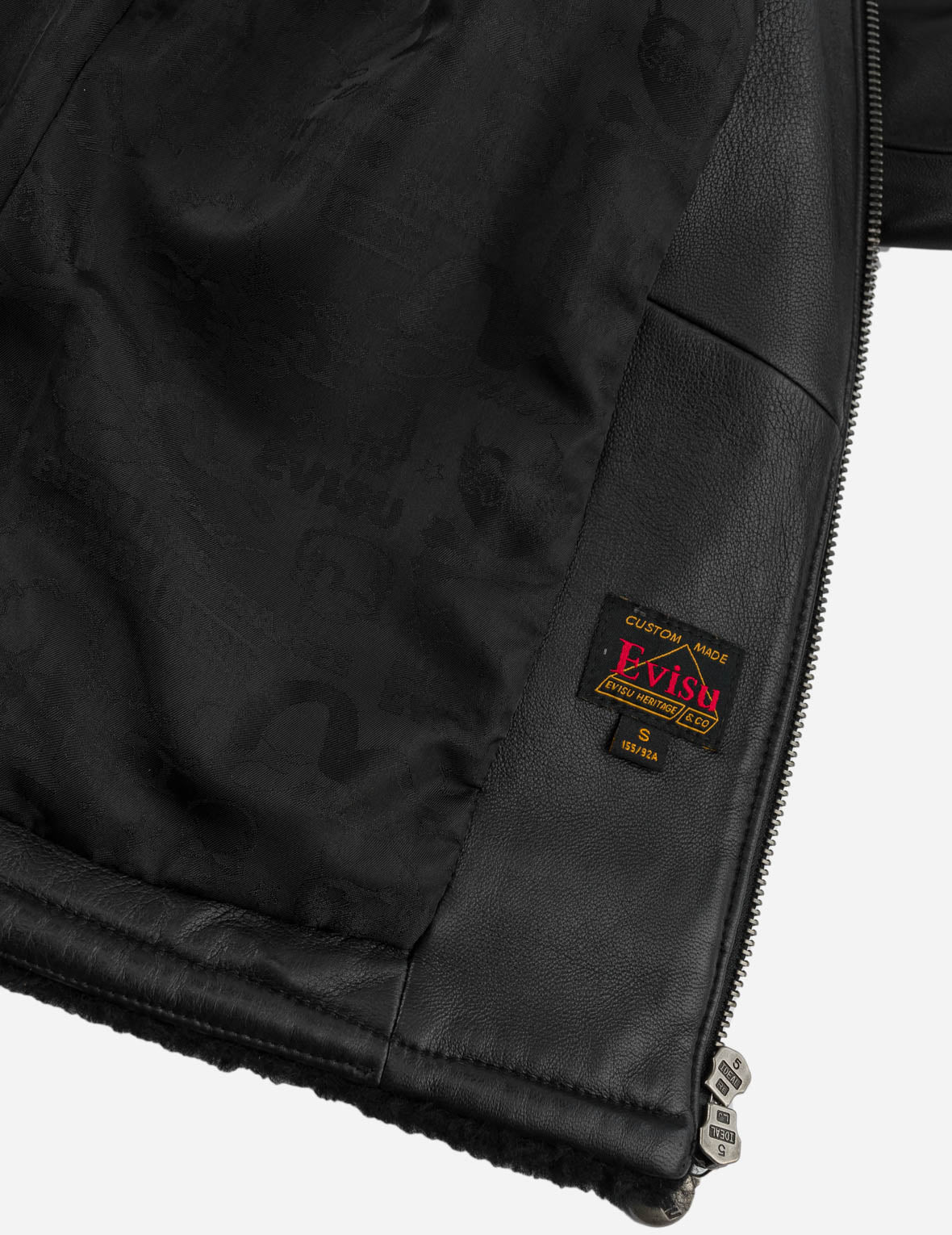 Shearling Trimmed Stand Collar Leather Jacket