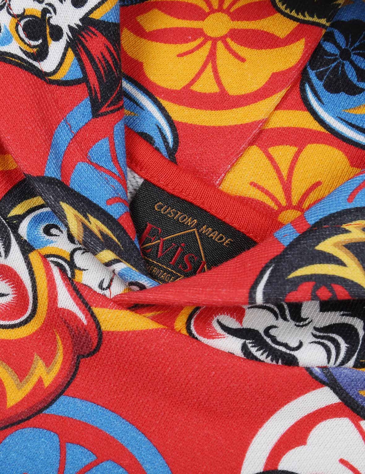 Allover Pompadour Daruma Print Hooded Sweatshirt