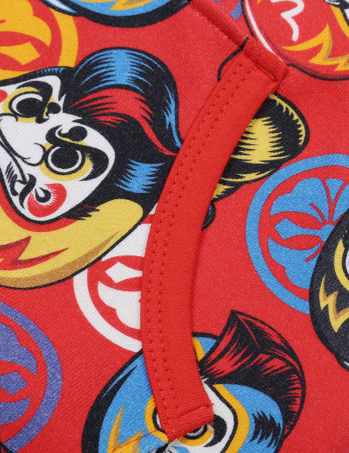 Allover Pompadour Daruma Print Hooded Sweatshirt