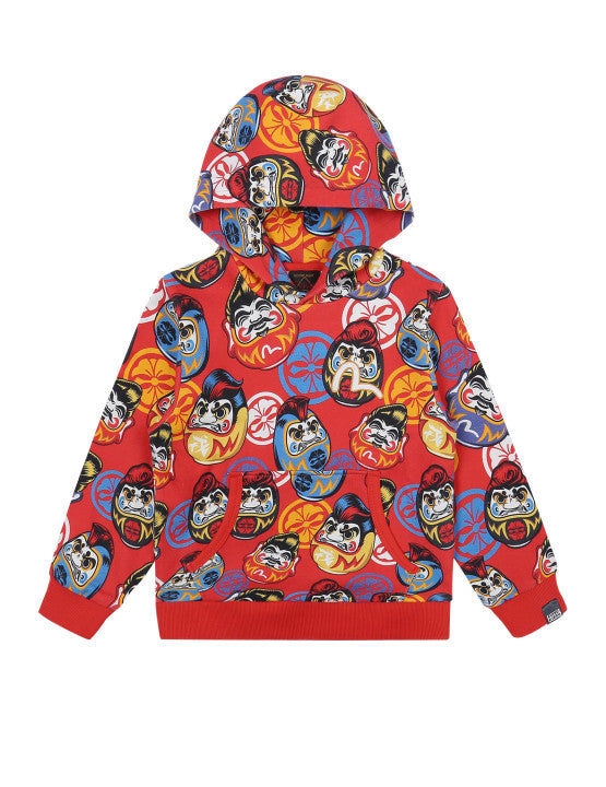 Allover Pompadour Daruma Print Hooded Sweatshirt