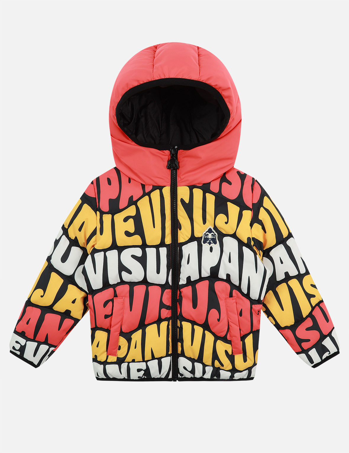 Allover Wavey Logo Print Down Jacket
