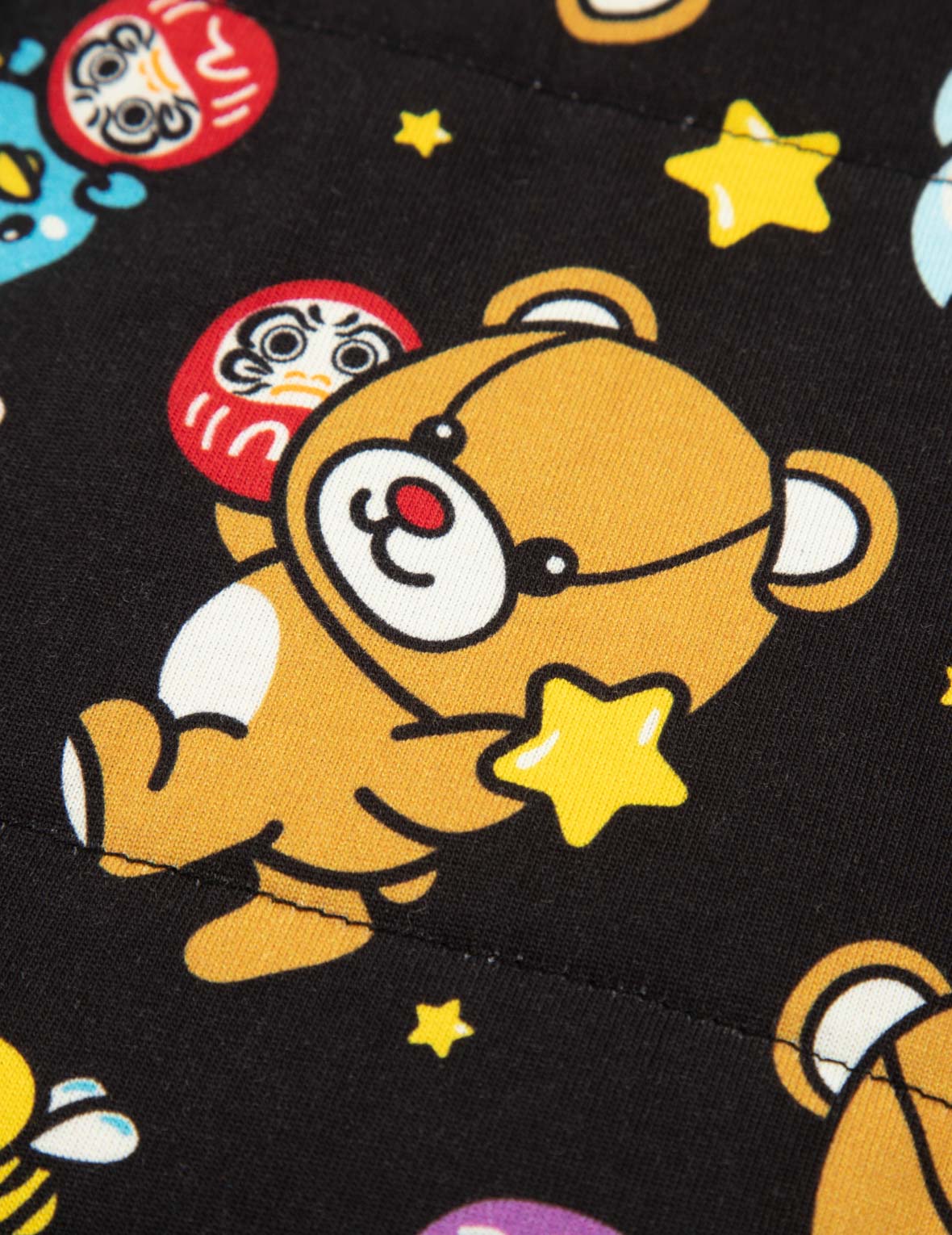Daruma Bear Print Reversible Fleece Vest