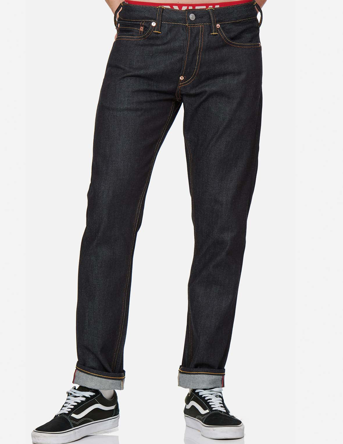 Red Brushstroke Daicock Slim Straight fit Jeans #2010
