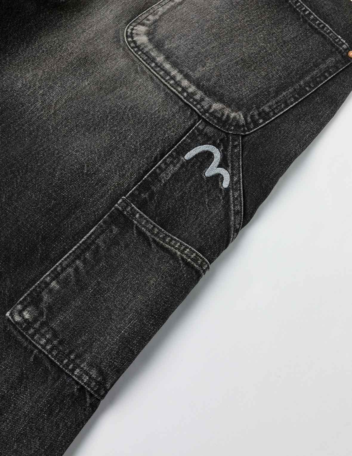 Washed Seagull Print Regular Fit Painter Jeans