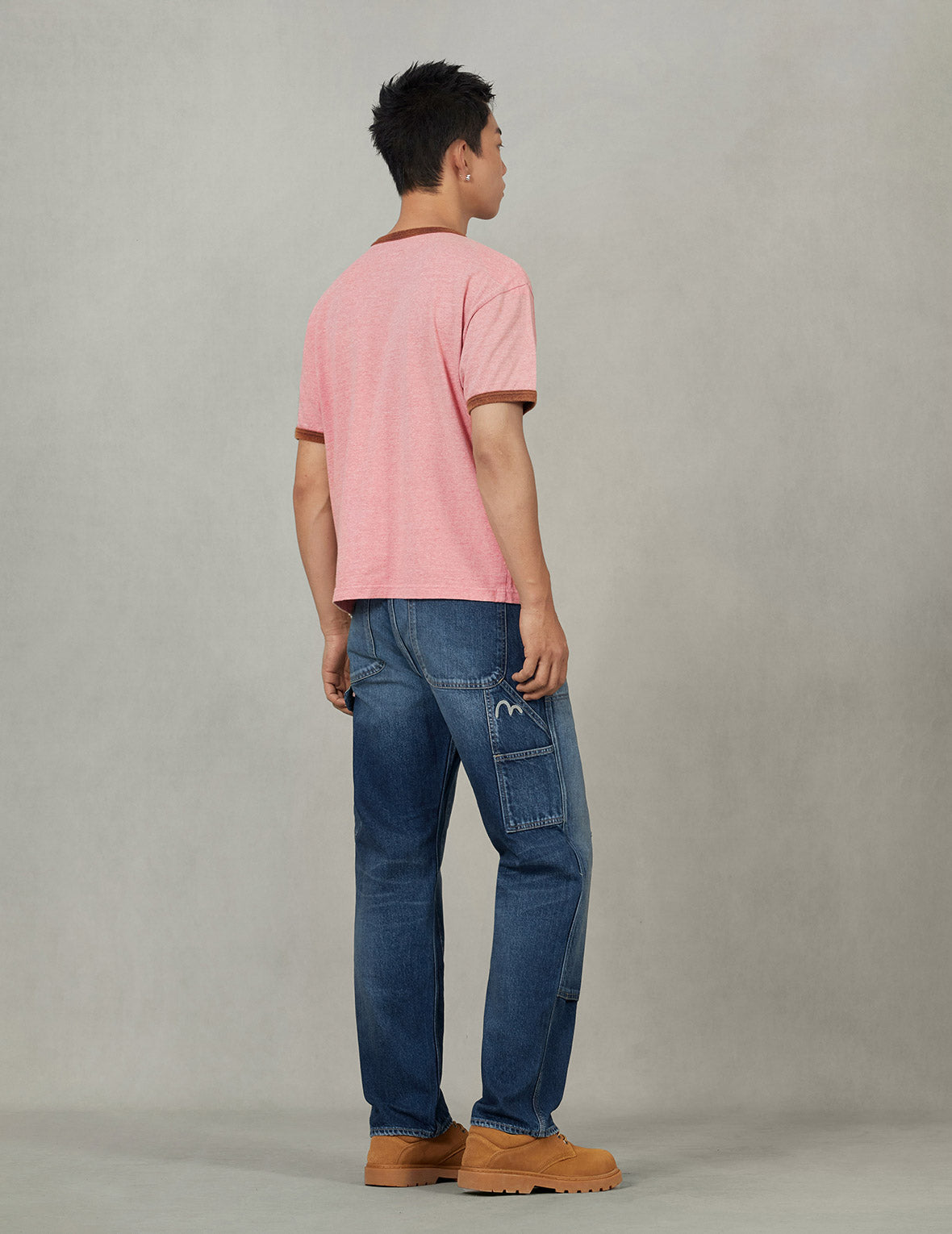 Washed Seagull Print Regular Fit Painter Jeans