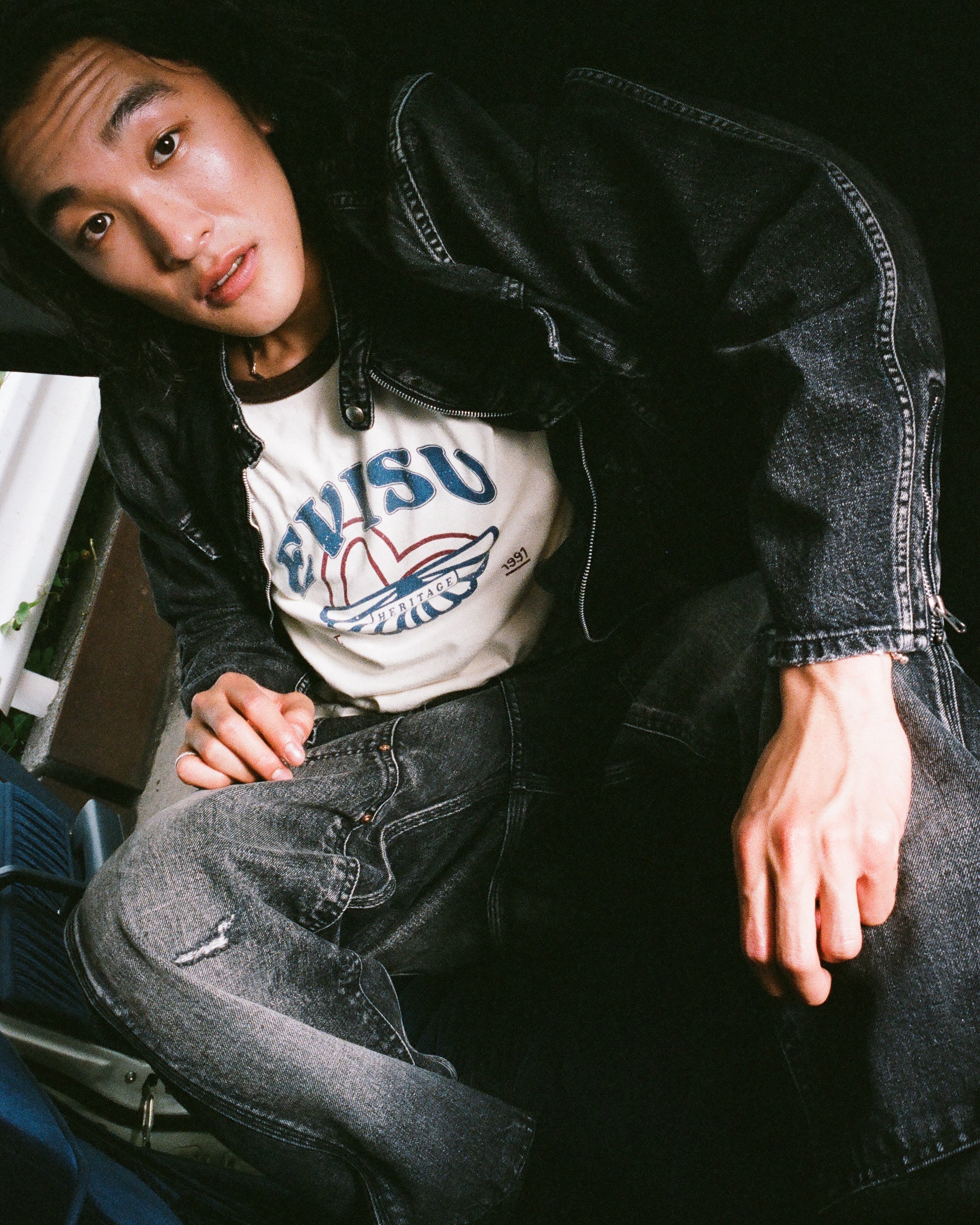 Washed Seagull Print Regular Fit Painter Jeans