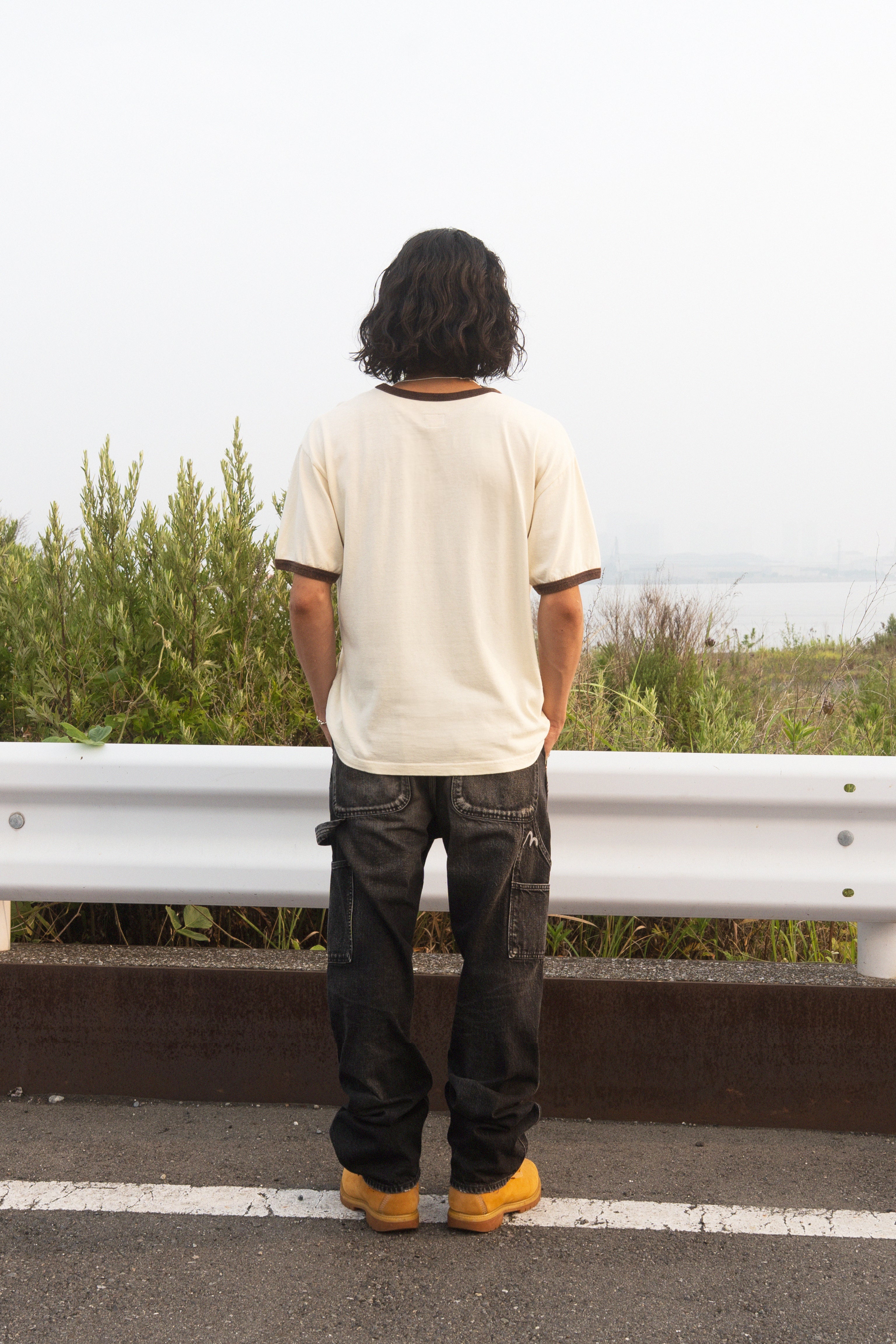 Washed Seagull and Logo Print Regular Fit Ringer T-shirt